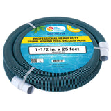 1-1/2" x 25 Foot Heavy Duty Spiral Wound Swimming Pool Vacuum Hose with Kink-Free Swivel Cuff, Flexible - Connect to Vacuum Heads