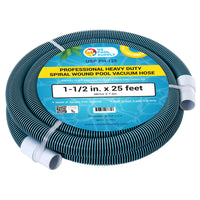 1-1/2" x 25 Foot Heavy Duty Spiral Wound Swimming Pool Vacuum Hose with Kink-Free Swivel Cuff, Flexible - Connect to Vacuum Heads