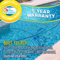 1-1/2" x 25 Foot Heavy Duty Spiral Wound Swimming Pool Vacuum Hose with Kink-Free Swivel Cuff, Flexible - Connect to Vacuum Heads