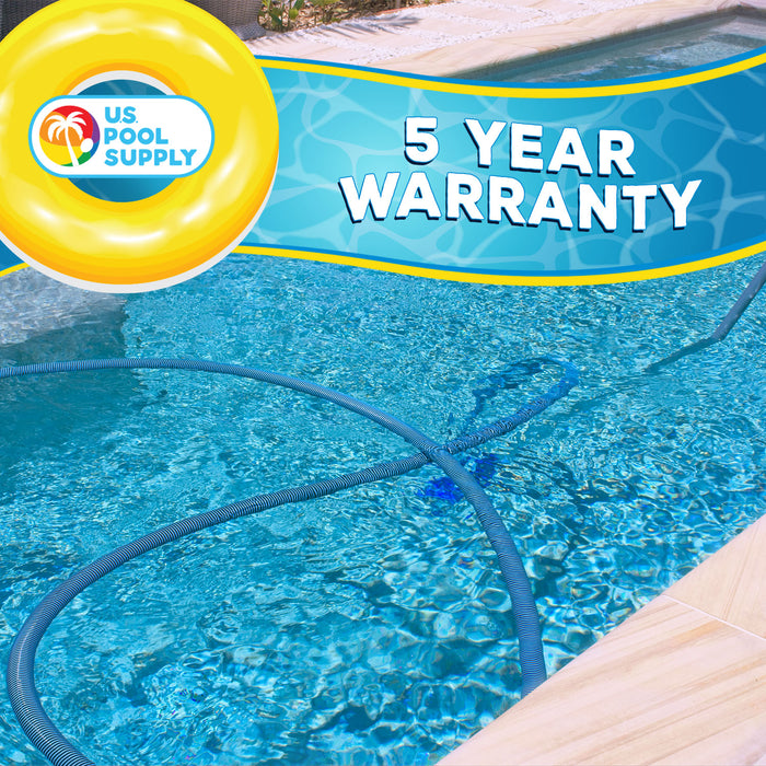 1-1/2" x 30 Foot Heavy Duty Spiral Wound Swimming Pool Vacuum Hose with Kink-Free Swivel Cuff, Flexible - Connect to Vacuum Heads