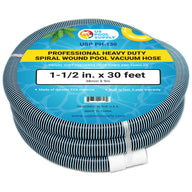 1-1/2" x 30 Foot Heavy Duty Spiral Wound Swimming Pool Vacuum Hose with Kink-Free Swivel Cuff, Flexible - Connect to Vacuum Heads