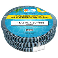 1-1/2" x 30 Foot Heavy Duty Spiral Wound Swimming Pool Vacuum Hose with Kink-Free Swivel Cuff, Flexible - Connect to Vacuum Heads