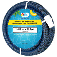 1-1/2" x 36 Foot Heavy Duty Spiral Wound Swimming Pool Vacuum Hose with Kink-Free Swivel Cuff, Flexible - Connect to Vacuum Heads