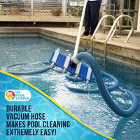 1-1/2" x 40 Foot Heavy Duty Spiral Wound Swimming Pool Vacuum Hose with Kink-Free Swivel Cuff, Flexible - Connect to Vacuum Heads