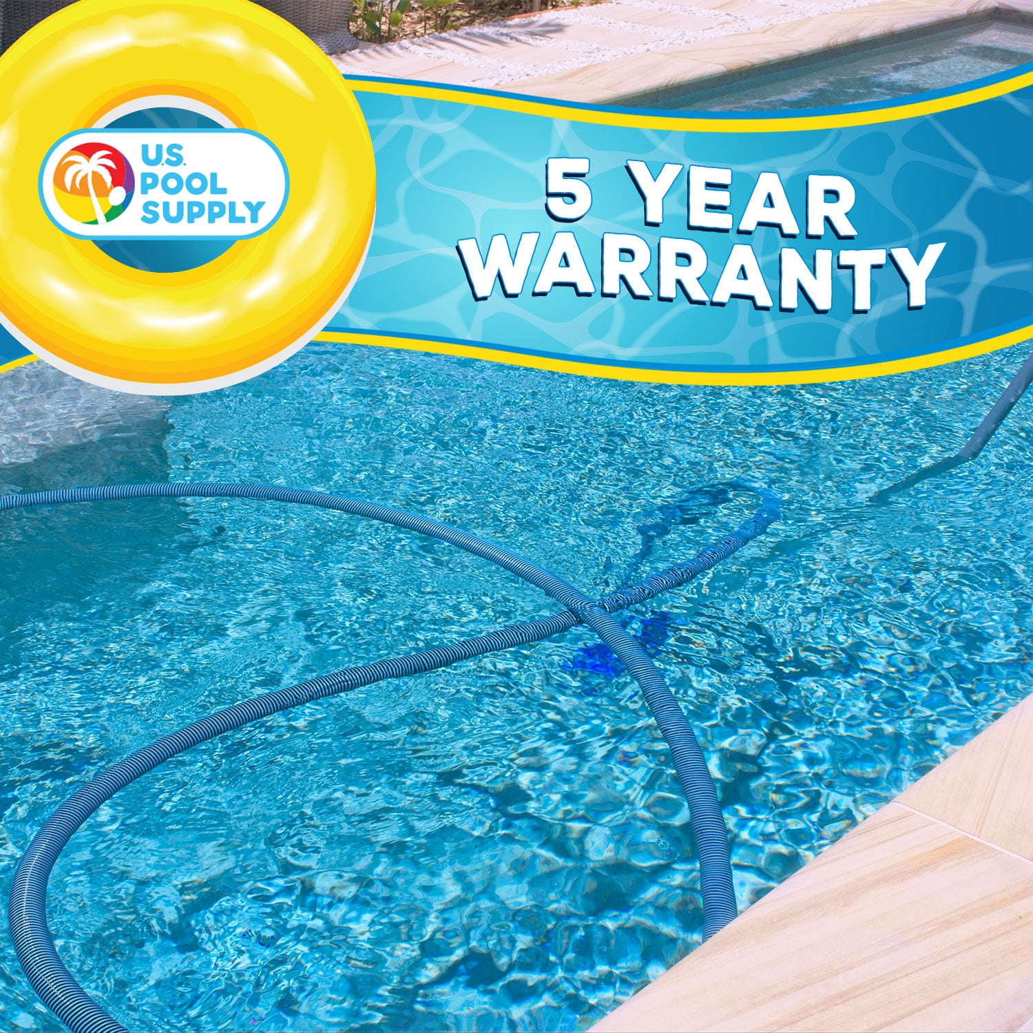 1-1/2" x 40 Foot Heavy Duty Spiral Wound Swimming Pool Vacuum Hose with Kink-Free Swivel Cuff, Flexible - Connect to Vacuum Heads