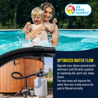 9 Foot Heavy-Duty Above Ground Pool Hose, 1.5" - Black Replacement Filter Connecting Hose, Flexible Spiral Wound EVA - Compatible with Intex for Pool Filter Pumps - Skimmer Pump