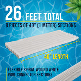 Professional 8 Piece Swimming Pool Vacuum Cleaner Hose Set - 40" Flexible Spiral Wound Connector Sections with 1.5" Male & Female Cuff Ends
