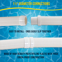 Professional 8 Piece Swimming Pool Vacuum Cleaner Hose Set - 40" Flexible Spiral Wound Connector Sections with 1.5" Male & Female Cuff Ends