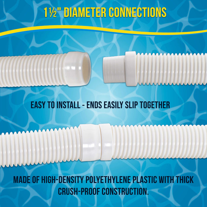 U.S. Pool Supply® Professional 8 Piece Swimming Pool Vacuum Cleaner Hose Set - 40" Flexible Spiral Wound Connector Sections with 1.5" Male & Female Cuff Ends
