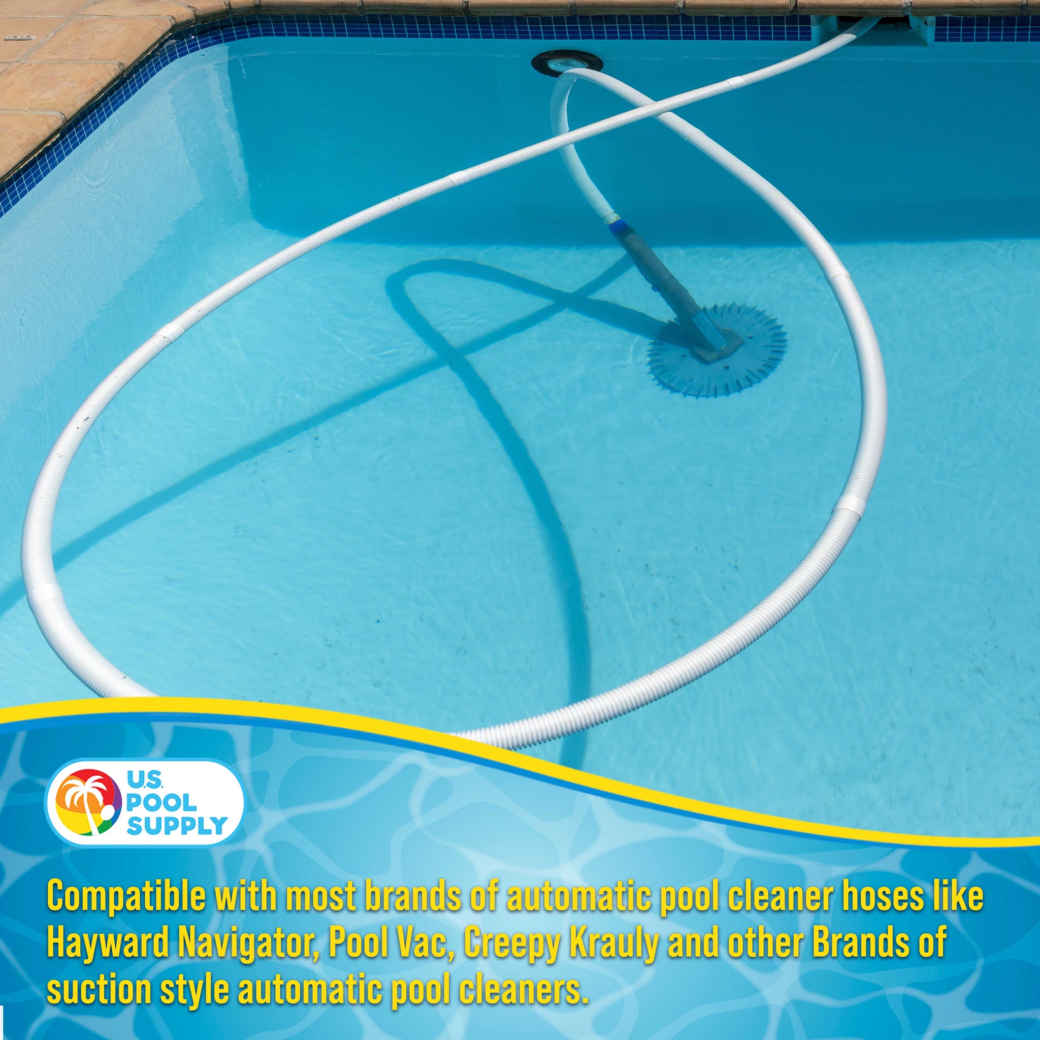 Professional 8 Piece Swimming Pool Vacuum Cleaner Hose Set - 40" Flexible Spiral Wound Connector Sections with 1.5" Male & Female Cuff Ends