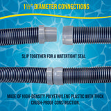 Professional 8 Piece Swimming Pool Vacuum Cleaner Hose Set, Blue & Gray - 40" Flexible Spiral Wound Connector Sections, 1.5" Cuffs