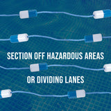 Swimming Pool Adjustable Length 16 to 20 Feet Safety Rope with Floating Buoys - Section Off Hazardous Areas, Dividing Lanes, Hooks