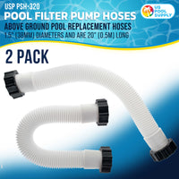 Above Ground Pool Hose Replacement 1.5" Diameter x 20" Long, Pack of 2 - Compatible with Intex Pool Filter Pump Hoses, Sand Filters, Saltwater Systems with 1,500 to 2,500 GPH