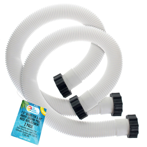 U.S. Pool Supply Above Ground Pool Hose Replacement 1.5" Diameter x 40" Long, Pack of 2 - Compatible with Intex Pool Filter Pump Hoses, Sand Filters, Saltwater Systems with 1,500 to 2,500 GPH