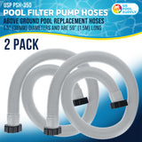Above Ground Pool Hose Replacement 1.5" Diameter x 59" Long, Pack of 2 - Compatible with Intex 29060E, Pool Filter Pump Hoses, Sand Filters, Saltwater Systems with 1,500 to 2,500 GPH