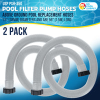 Above Ground Pool Hose Replacement 1.5" Diameter x 59" Long, Pack of 2 - Compatible with Intex 29060E, Pool Filter Pump Hoses, Sand Filters, Saltwater Systems with 1,500 to 2,500 GPH