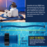 Above Ground Pool Hose Replacement 1.5" Diameter x 59" Long, Pack of 2, Blue - Compatible with Intex 29060E, Pool Filter Pump Hoses, Sand Filters, Saltwater Systems 1,500 to 2,500 GPH