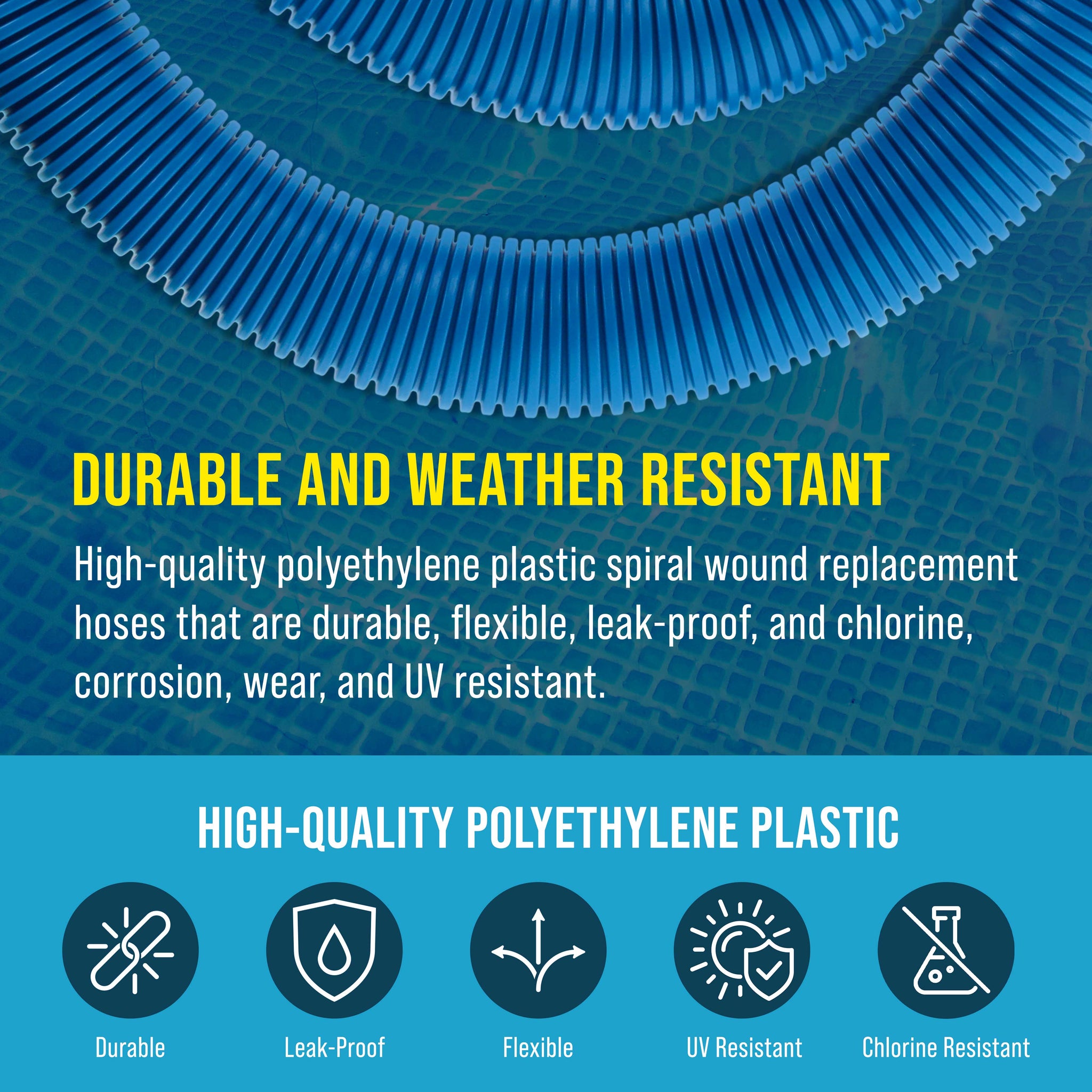 Above Ground Pool Hose Replacement 1.5" Diameter x 59" Long, Pack of 2, Blue - Compatible with Intex 29060E, Pool Filter Pump Hoses, Sand Filters, Saltwater Systems 1,500 to 2,500 GPH
