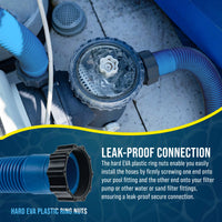 Above Ground Pool Hose Replacement 1.5" Diameter x 59" Long, Pack of 2, Blue - Compatible with Intex 29060E, Pool Filter Pump Hoses, Sand Filters, Saltwater Systems 1,500 to 2,500 GPH