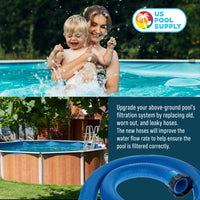 Above Ground Pool Hose Replacement 1.5" Diameter x 59" Long, Pack of 2, Blue - Compatible with Intex 29060E, Pool Filter Pump Hoses, Sand Filters, Saltwater Systems 1,500 to 2,500 GPH