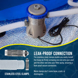 Above Ground Pool Hose Replacement 1.25" Diameter x 59" Long, Pack of 3 - White Premium Pool Filter Pump Hoses Compatible with Intex 607, 637 Pumps, 330, 530, 1000 GPH, 6 Metal Clamps