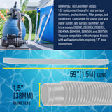 Above Ground Pool Hose Replacement 1.5" Diameter x 59" Long, Pack of 3, White - Compatible with Intex Pool Surface Skimmer, Filter Pump Hose - 6 Metal Clamps