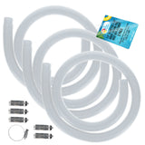 Above Ground Pool Hose Replacement 1.5" Diameter x 59" Long, Pack of 3, White - Compatible with Intex Pool Surface Skimmer, Filter Pump Hose - 6 Metal Clamps