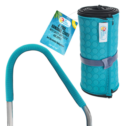 U.S. Pool Supply 4-Foot Pool Handrail Cover with Safety Grip Sleeve and Zipper - Teal Blue Neoprene Slip Resistant Hand Rail Grip - Anti-Slip Comfort