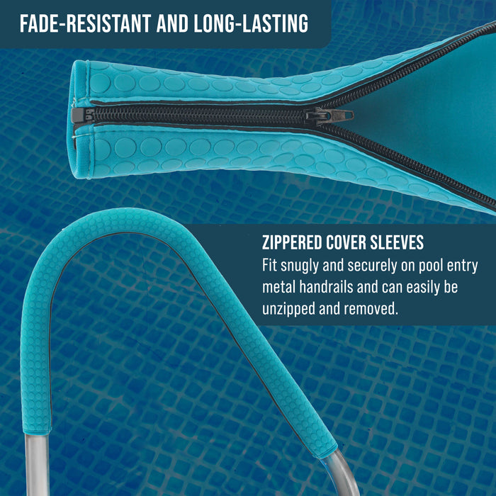 U.S. Pool Supply 6-Foot Pool Handrail Cover with Safety Grip Sleeve and Zipper - Teal Blue Neoprene Slip Resistant Hand Rail Grip - Anti-Slip Comfort