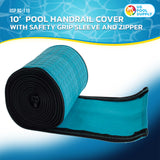10-Foot Pool Handrail Cover with Safety Grip Sleeve & Zipper - Teal Blue Neoprene Slip Resistant Hand Rail Grip - Anti-Slip Comfort