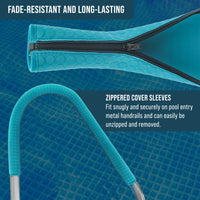 10-Foot Pool Handrail Cover with Safety Grip Sleeve & Zipper - Teal Blue Neoprene Slip Resistant Hand Rail Grip - Anti-Slip Comfort