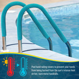 10-Foot Pool Handrail Cover with Safety Grip Sleeve & Zipper - Teal Blue Neoprene Slip Resistant Hand Rail Grip - Anti-Slip Comfort