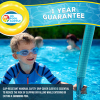 10-Foot Pool Handrail Cover with Safety Grip Sleeve & Zipper - Teal Blue Neoprene Slip Resistant Hand Rail Grip - Anti-Slip Comfort