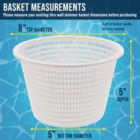 Swimming Pool Plastic Skimmer Replacement Basket (Set of 2) - Skim Remove Leaves, Bugs and Debris - 8" Top, 5.5" Bottom, 5" Deep - Not Weighted