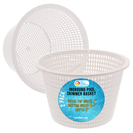Swimming Pool Plastic Skimmer Replacement Basket (Set of 2) - Skim Remove Leaves, Bugs and Debris - 8" Top, 5.5" Bottom, 5" Deep - Not Weighted