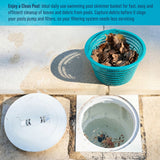 Swimming Pool Teal Blue Plastic Skimmer Replacement Basket (Set of 2) - Skim Remove Leaves and Debris - 8" Top, 5.5" Bottom, 5" Deep - Not Weighted