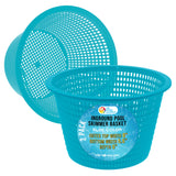 Swimming Pool Teal Blue Plastic Skimmer Replacement Basket (Set of 2) - Skim Remove Leaves and Debris - 8" Top, 5.5" Bottom, 5" Deep - Not Weighted