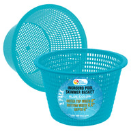 Swimming Pool Teal Blue Plastic Skimmer Replacement Basket (Set of 2) - Skim Remove Leaves and Debris - 8" Top, 5.5" Bottom, 5" Deep - Not Weighted