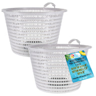 Weighted Inground Pool Skimmer Basket (Set of 2) - Skimmer Filter Basket, Skims Leaves – Replacement Compatible with Hayward SPX1070E, Prevent Pump Clogs - 8" Top, 5.5" Bottom, 5" Deep
