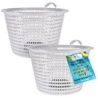 Weighted Inground Pool Skimmer Basket (Set of 2) - Skimmer Filter Basket, Skims Leaves – Replacement Compatible with Hayward SPX1070E, Prevent Pump Clogs - 8" Top, 5.5" Bottom, 5" Deep