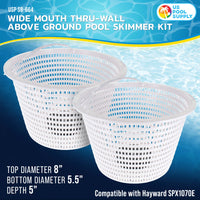 Weighted Inground Pool Skimmer Basket (Set of 2) - Skimmer Filter Basket, Skims Leaves – Replacement Compatible with Hayward SPX1070E, Prevent Pump Clogs - 8" Top, 5.5" Bottom, 5" Deep