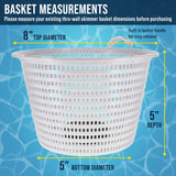 Weighted Inground Pool Skimmer Basket (Set of 2) - Skimmer Filter Basket, Skims Leaves – Replacement Compatible with Hayward SPX1070E, Prevent Pump Clogs - 8" Top, 5.5" Bottom, 5" Deep