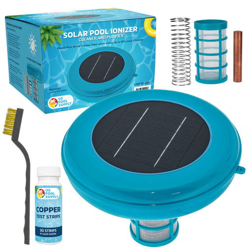 U.S. Pool Supply Solar Pool Ionizer Cleaner & Purifier - Chlorine-Free Sun Shock for Crystal-Clear Safe Swimming Pool Water - Long Lasting Copper Anode, Eco-Friendly Solar Powered, Fresh & Salt Water