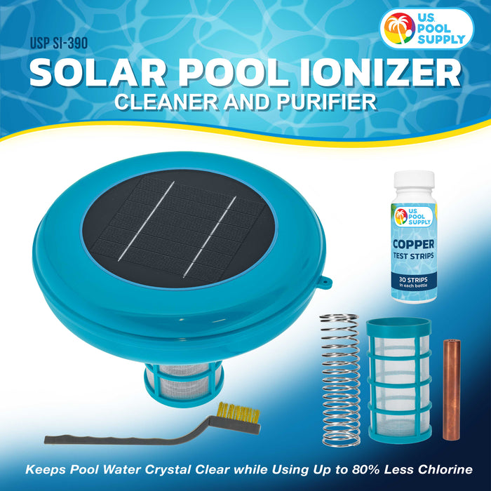 U.S. Pool Supply Solar Pool Ionizer Cleaner & Purifier - Chlorine-Free Sun Shock for Crystal-Clear Safe Swimming Pool Water - Long Lasting Copper Anode, Eco-Friendly Solar Powered, Fresh & Salt Water