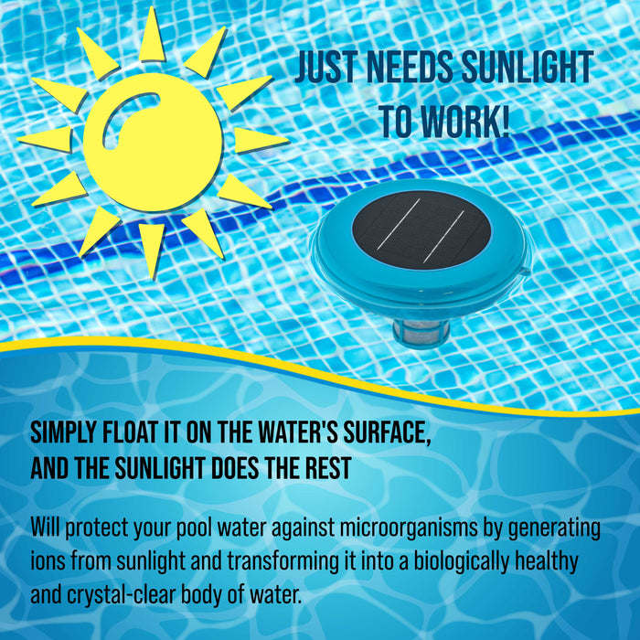 U.S. Pool Supply Solar Pool Ionizer Cleaner & Purifier - Chlorine-Free Sun Shock for Crystal-Clear Safe Swimming Pool Water - Long Lasting Copper Anode, Eco-Friendly Solar Powered, Fresh & Salt Water