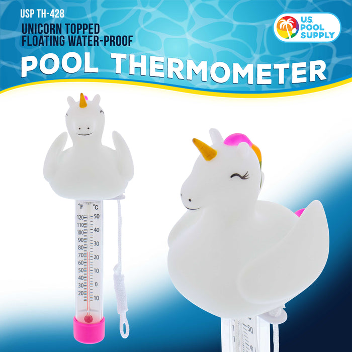 U.S. Pool Supply Floating Unicorn Thermometer - Easy to Read Temperature Display, Measures up to 120°F & 50°C, Swimming Pools, Spas, Kids Pools, Cute