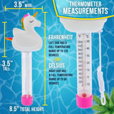 Floating Unicorn Thermometer - Easy to Read Temperature Display, Measures up to 120°F & 50°C, Swimming Pools, Spas, Kids Pools, Cute
