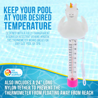 Floating Unicorn Thermometer - Easy to Read Temperature Display, Measures up to 120°F & 50°C, Swimming Pools, Spas, Kids Pools, Cute