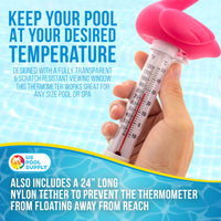 Floating Flamingo Thermometer - Easy to Read Temperature Display, Measures up to 120° Fahrenheit & 50° Celsius - Swimming Pools, Spas, Kids Pools