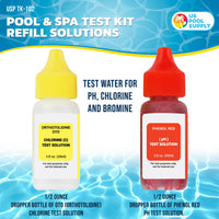 Swimming Pool & Spa Test Kit Refill Solutions, Test Water for pH, Chlorine and Bromine